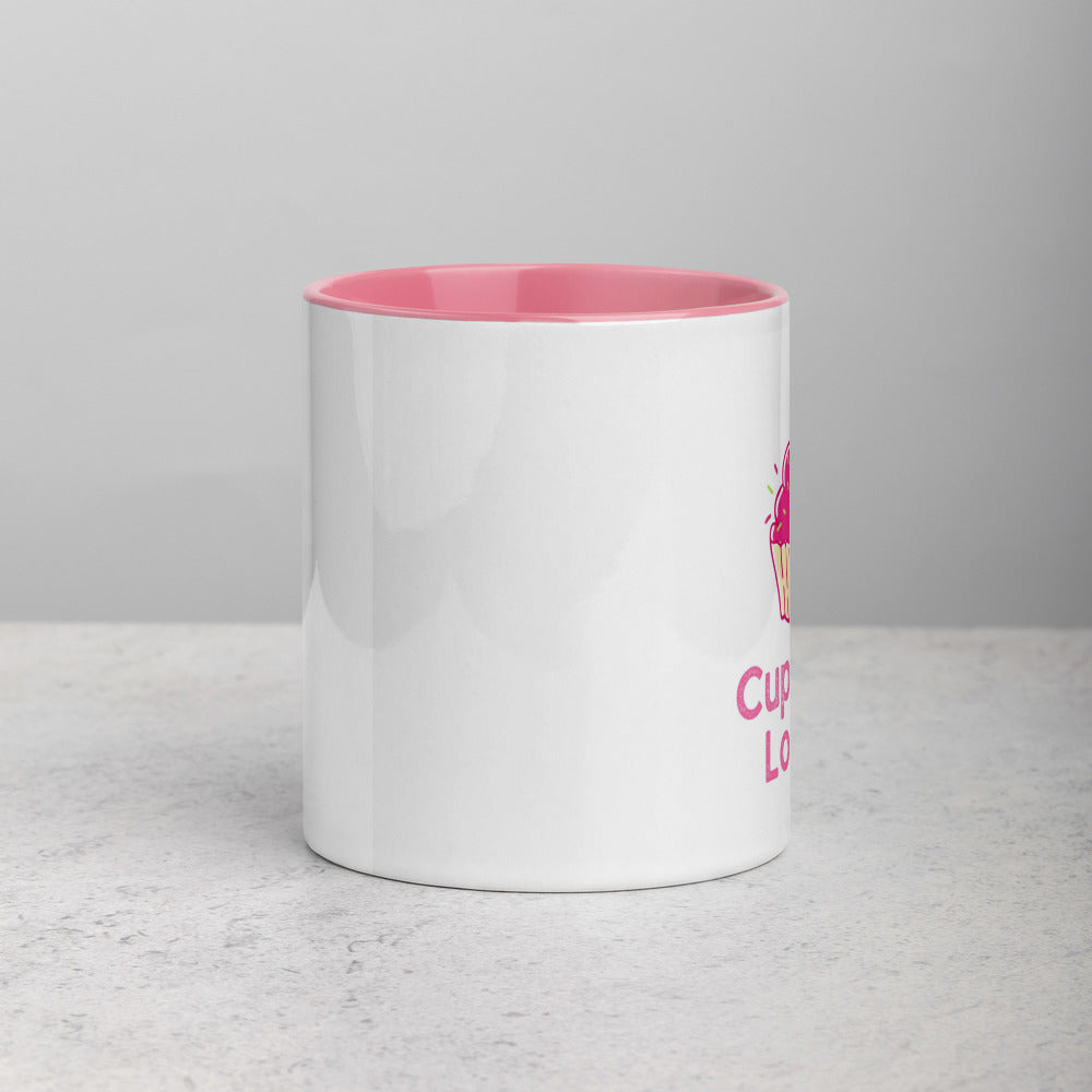 Cut Mug with Pink Color Inside & Cupcake Motif