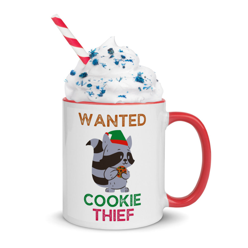 Cute Mug with Color Inside & Christmas Raccoon Motif