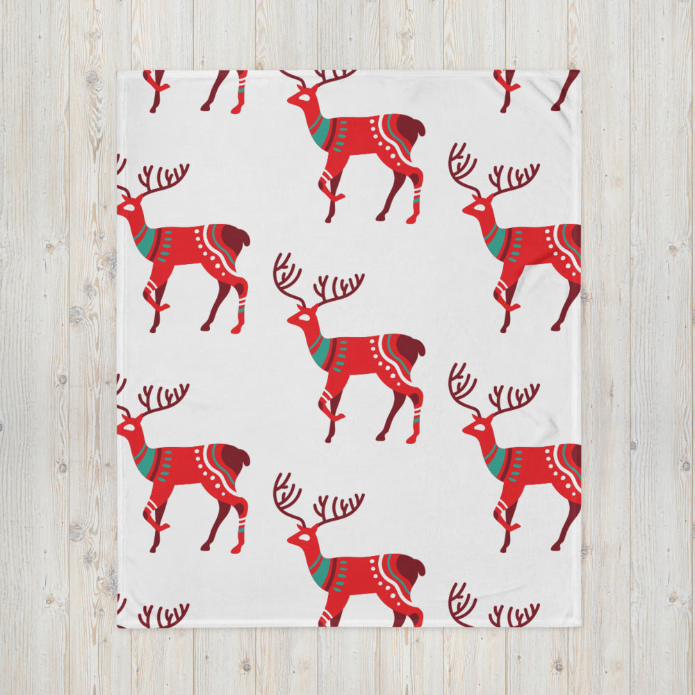 Christmas Blanket Reindeer Motif