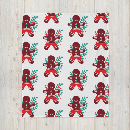Christmas Blanket Cute Gingerbread Man Motif
