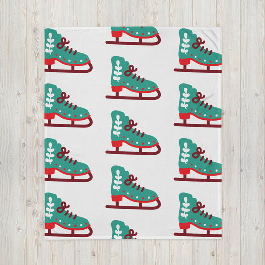 Christmas Blanket Cute Ice Skate Motif