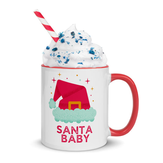 Cute Mug with Color Inside & Santa Baby Christmas Motif