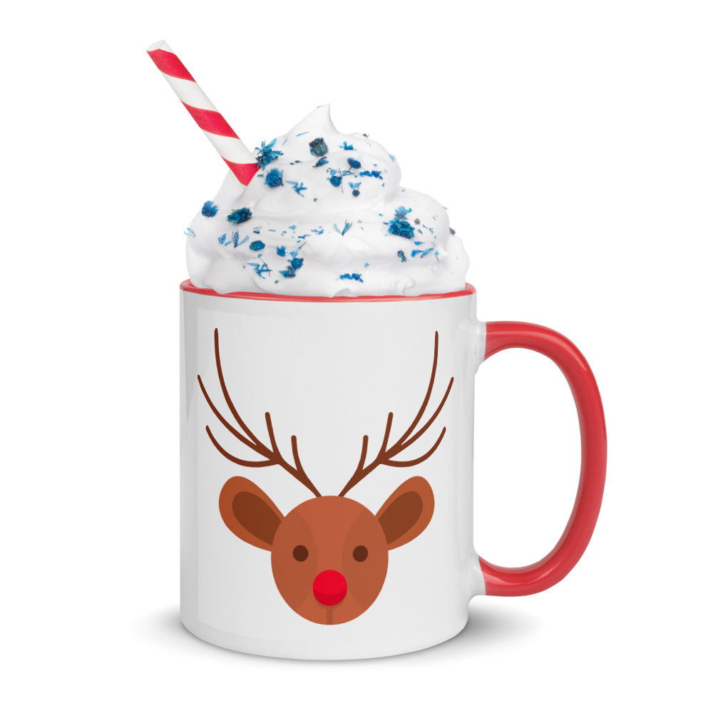 Cute Mug with Color Inside & Reindeer Christmas Motif