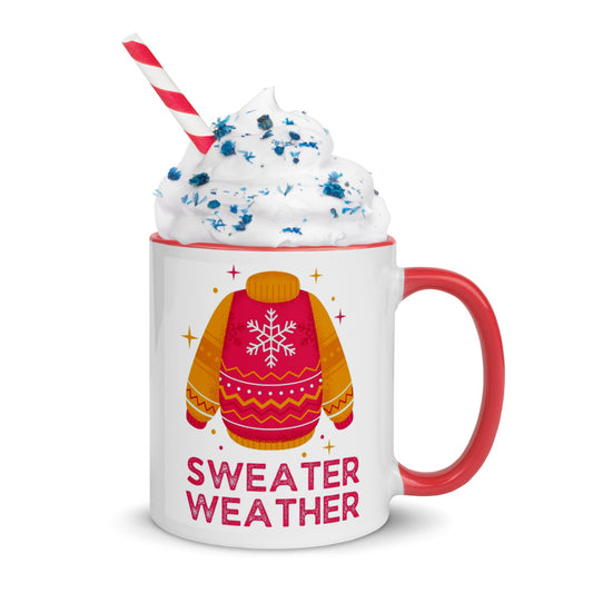 Cute Mug with Color Inside & Christmas Motif