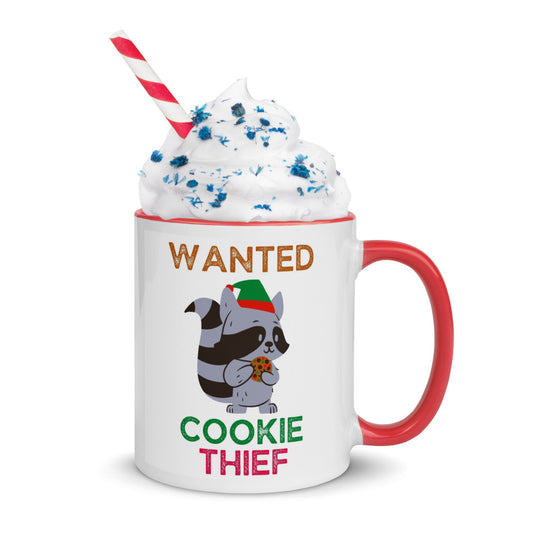 Cute Mug with Color Inside & Christmas Raccoon Motif